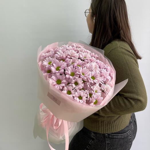 Букет Lola из 9 розовых кустовых ромашек (хризантем)