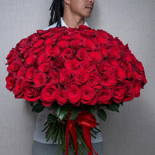 101 Premium Red Roses Hand Bouquet