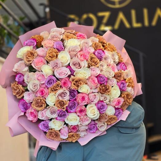 Моно букет из 101. Роз