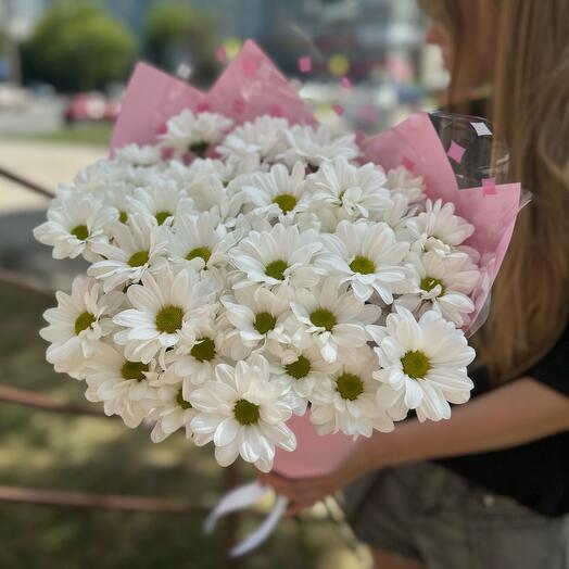 9 кустовых белых хризантем