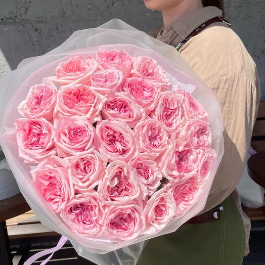 Моно букет из ароматных пионовидных роз Pink O hara