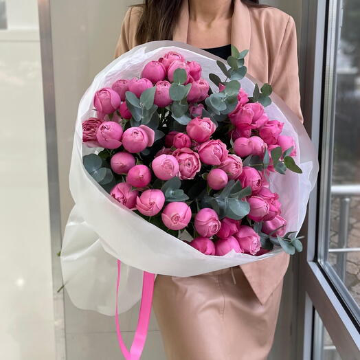 🌺peony. roses. 15. Bouquet "Giselle" in a stylish design