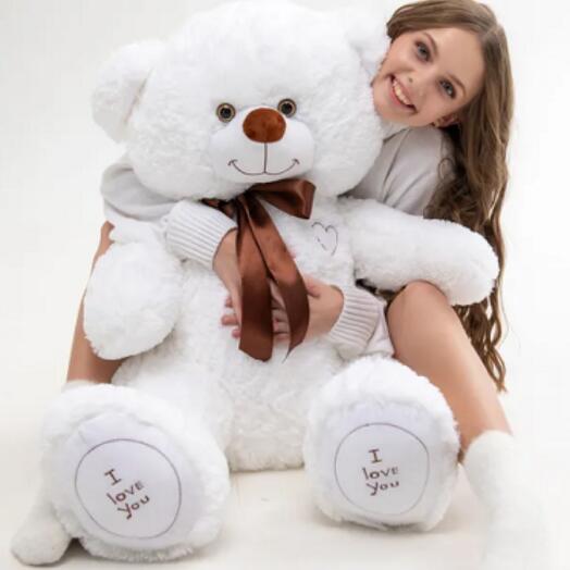 Плюшевый мишка 140см белый I love you