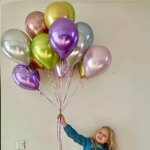 Набор воздушных Шаров (гелий) 14 шт хром/металлик. Set of helium balloons 14 pcs chrome