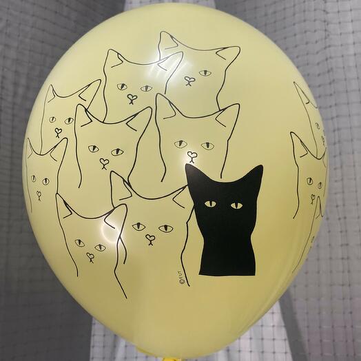 Воздушный шар КОТИКИ СЕРЬЕЗНЫЕ лимонный 14"