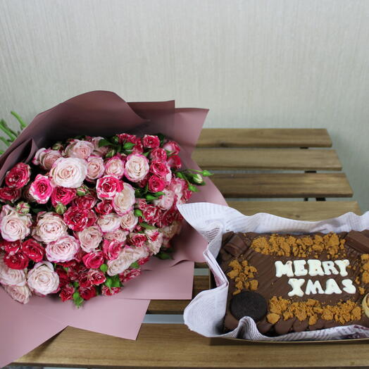 Spray rose mixed with Brownie