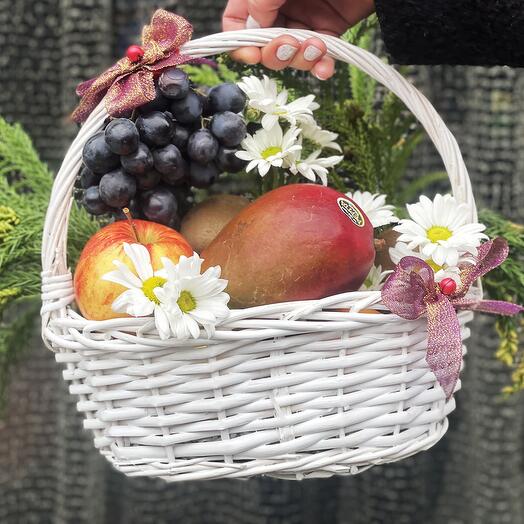 Fruits in a white basket