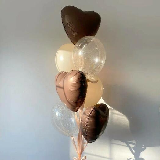 Фонтан с шоколадными сердцами из 7 шаров