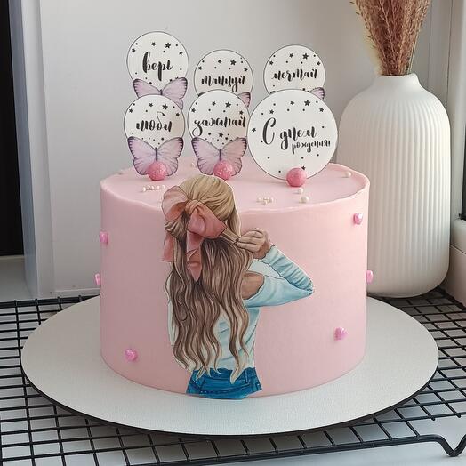 Торт 1,5 кг розовый для девочки подростка