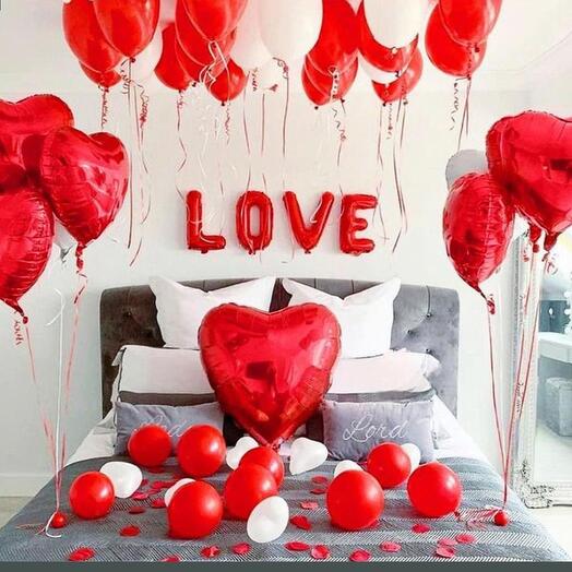 СЮРПРИЗ Комната Любовь сердца красный 59 шт. SURPRISE Room love heart red 59 pcs