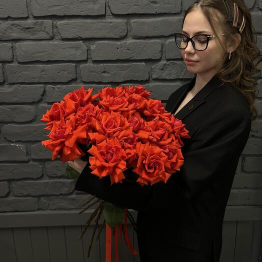 ♥️Букет из 19 алых роз Эквадор - Премиум