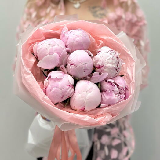 Розовые Пионы Sara Bernhardt 7шт