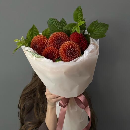 Букет георгины и малина (5 штук)