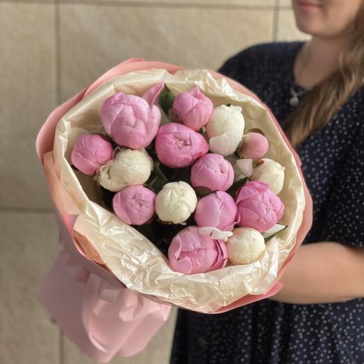 15 пионов микс