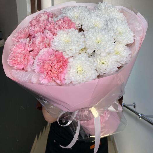 Букет «Воздушный»🌸 диантусы+хризантемы