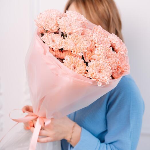 Монобукет персиковых хризантем 🌸🧡
