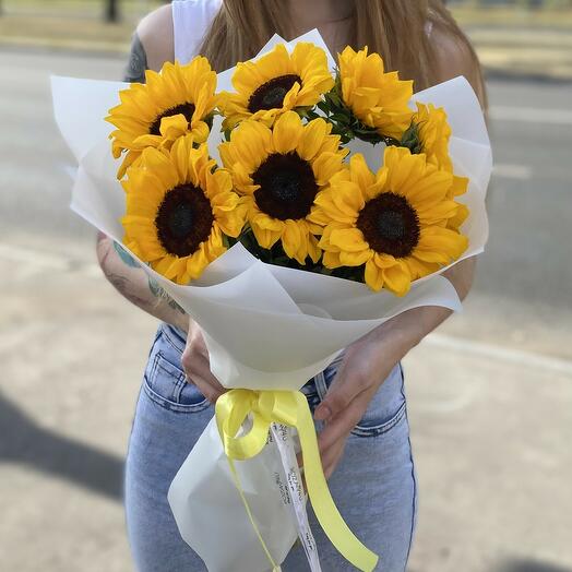 Букет Sun seven! 🌻🦋🍀 из 7 солнечных подсолнухов