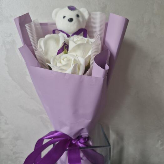 Мыльный букет с мишкой 3