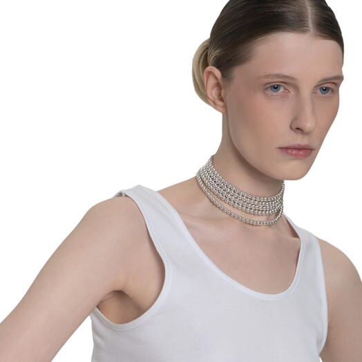 Серебряные бусы из гематита