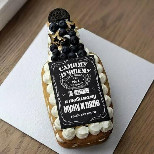 Торт медовик бутылка для мужчины, папы, свёкра, другу, дедушке, подарок папе, торт на день папы,  торт для мужа