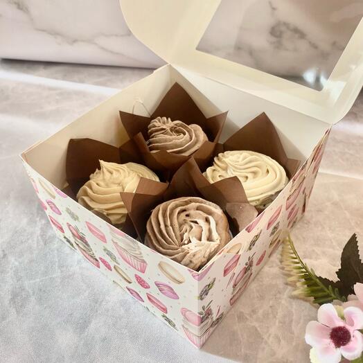 Набор капкейков  «Малина / шоколад» (vegan) 2 шт + «Сникерс» (vegan) 2 шт