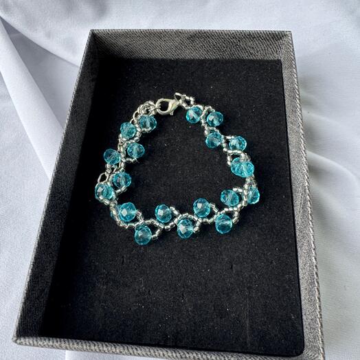 Браслет "Веточки", темно-голубой