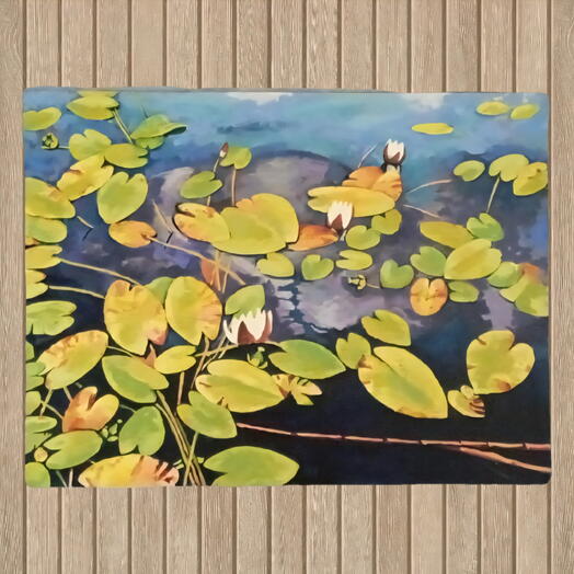 Лилии на озере, холст на картоне, масло, 35*45