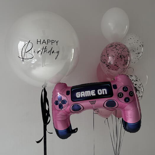 Globo gigante de cristal con letrero Feliz cumpleaños, mezcla de 10 globos y una figura