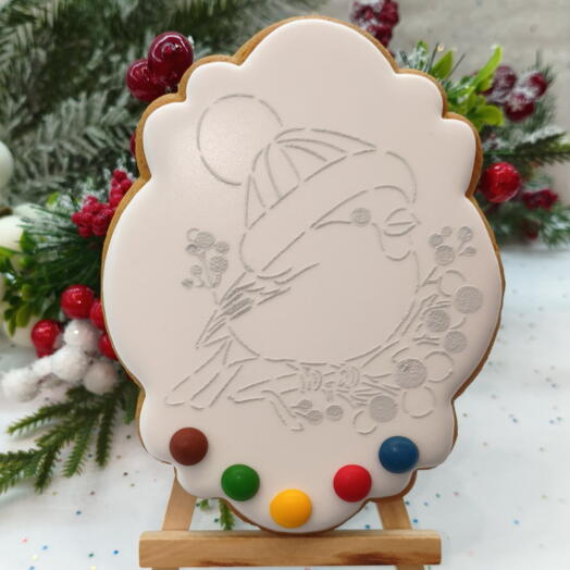 Пряничная раскраска Новый год (3 варианта на выбор: Лошадка, снеговик, снегирь)