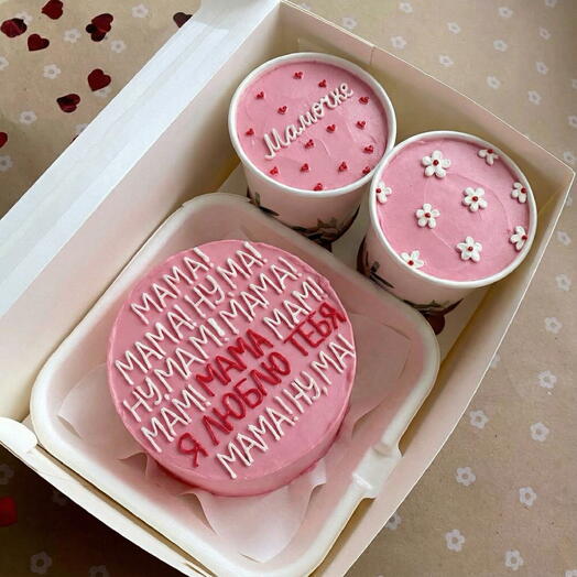Комбо набор бенто+2 cake to go розовый Маме