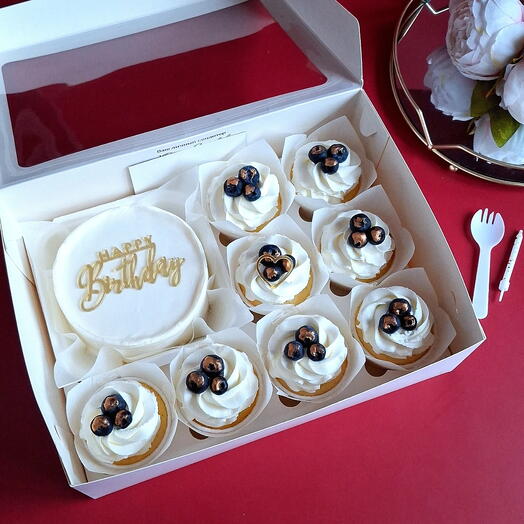Набор Бенто-торт Happy birthday и капкейки