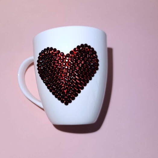 Elegant Tea   Coffee Cup with a Red Crystal Heart ️