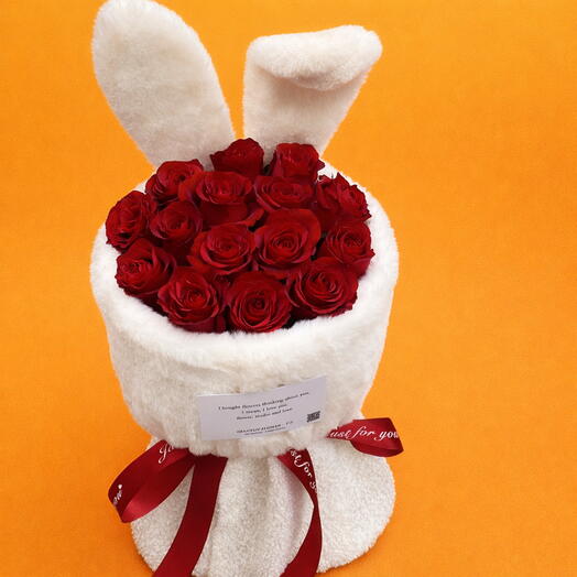 Подарочная композиция букет из мыльных роз в коробке «Зайка» | Цветы в коробке | Подарок для девушки