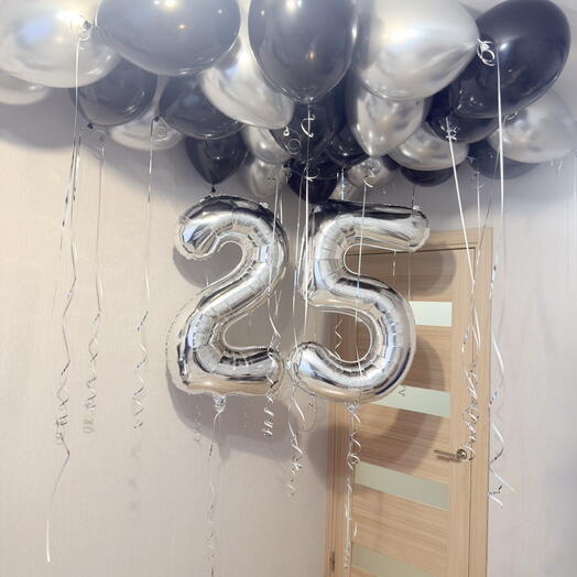 Гелиевые воздушные шары на 25 лет парню, супругу, мужчине, брату, другу, сыну. Шарики на юбилей