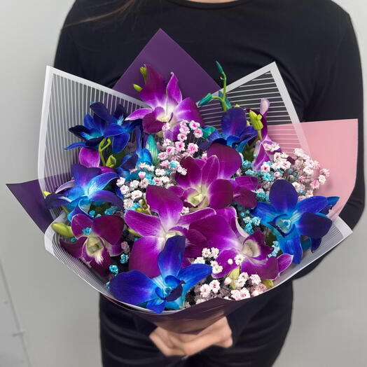 Звездное небо из орхидей дендробиум с гипсофилы 14