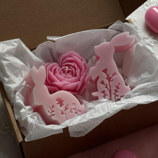 Свечи зайчики с цветочком