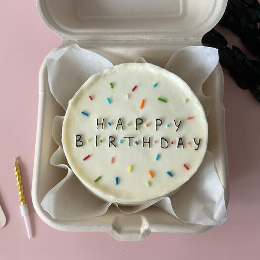 Бенто торт на день рождения с посыпкой / HAPPY BIRTHDAY / дочери, сыну, подруге, другу, сестре, брату, любимому, любимой