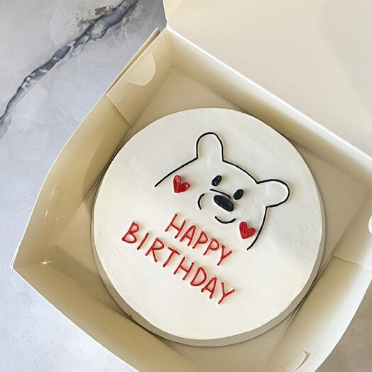Бенто-торт с мишкой happy birthday, белый