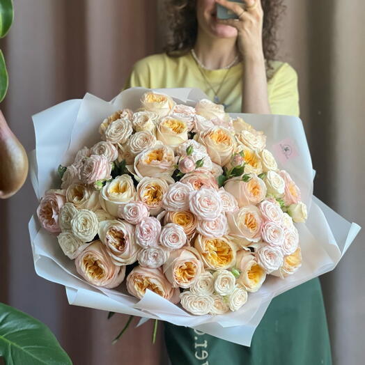 🤍WOW Шикарный букет пионов. роз и кустовых роз