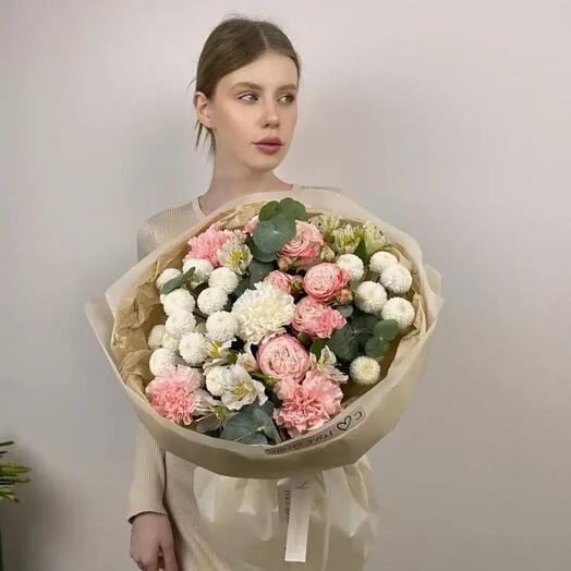 Букет кустовая Роза и хризантема Ньютон  159