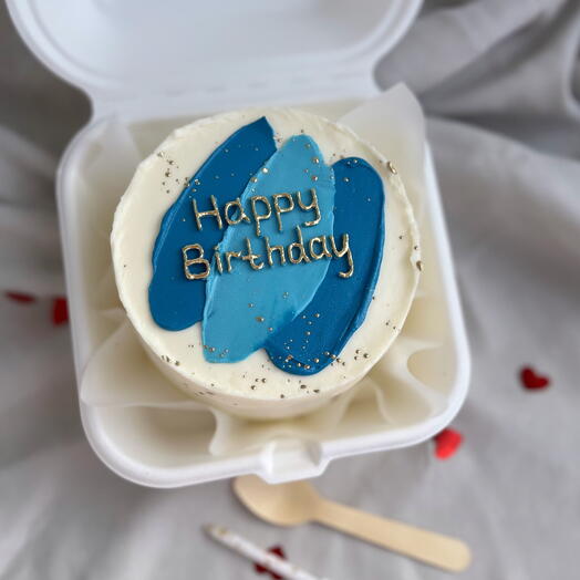 Бенто торт с днём рождения happy birthday с мазками в прдарок для парня мужа друга брата девушке