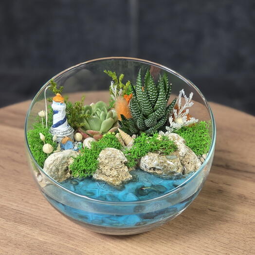 Флорариум с суккулентами "Рассвет"