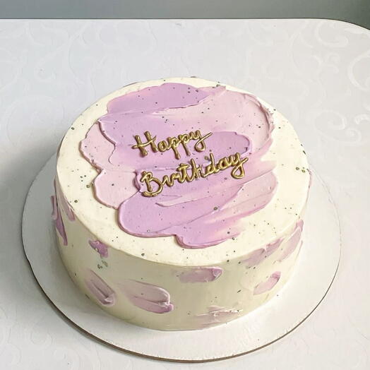 Торт 1 кг Happy Birthday с кремовыми мазками