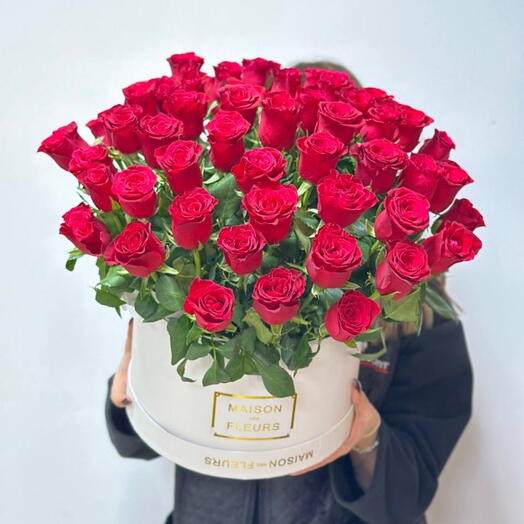 -20%АКЦИЯ♥️Цветы в коробке "Любимой"/роза Кения 55 шт/Цветы Уфа/Цветы в Уфе/Доставка цветов Уфа