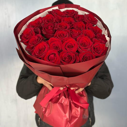 Букет из 25 красных голландских роз🌹