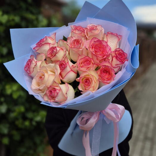 Букет из 15 розовых роз 💝