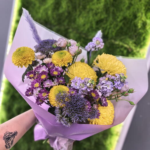 Букет в желто-фиолетовых тонах💜💛