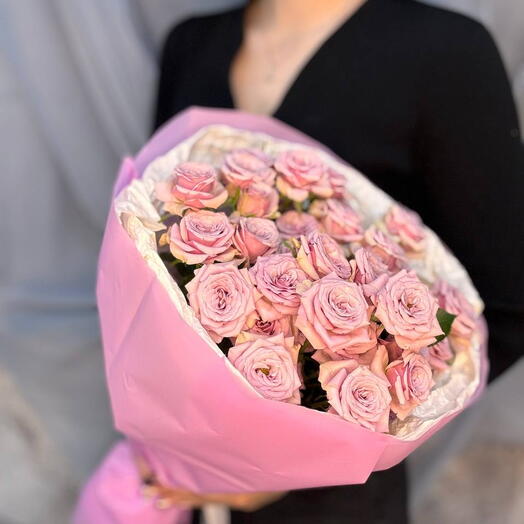Букет из сиреневых кустовых роз для любимой 💜
