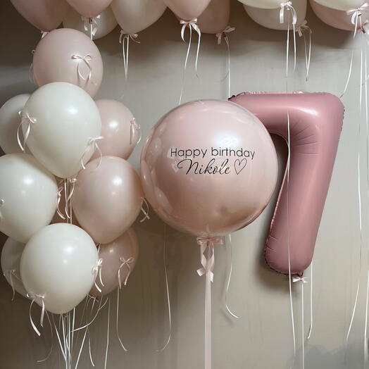 Набор воздушных шаров на день рождения 🍰 Пыльная роза 🌹Кремовый 🎂 Шарики для девочки 🎀
