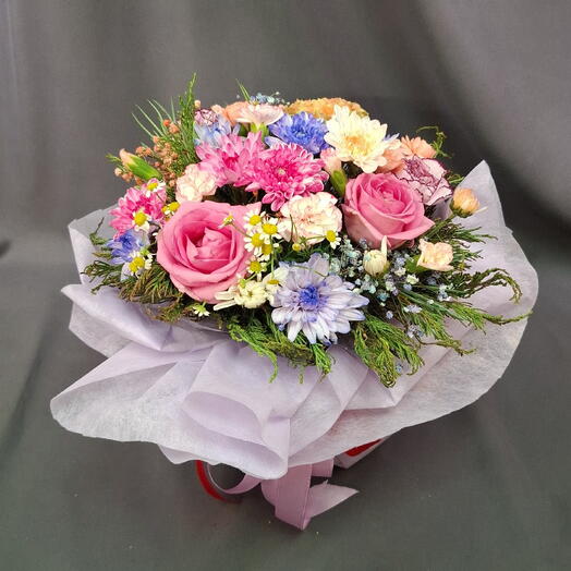Сиреневый тортик ярких цветов 💐